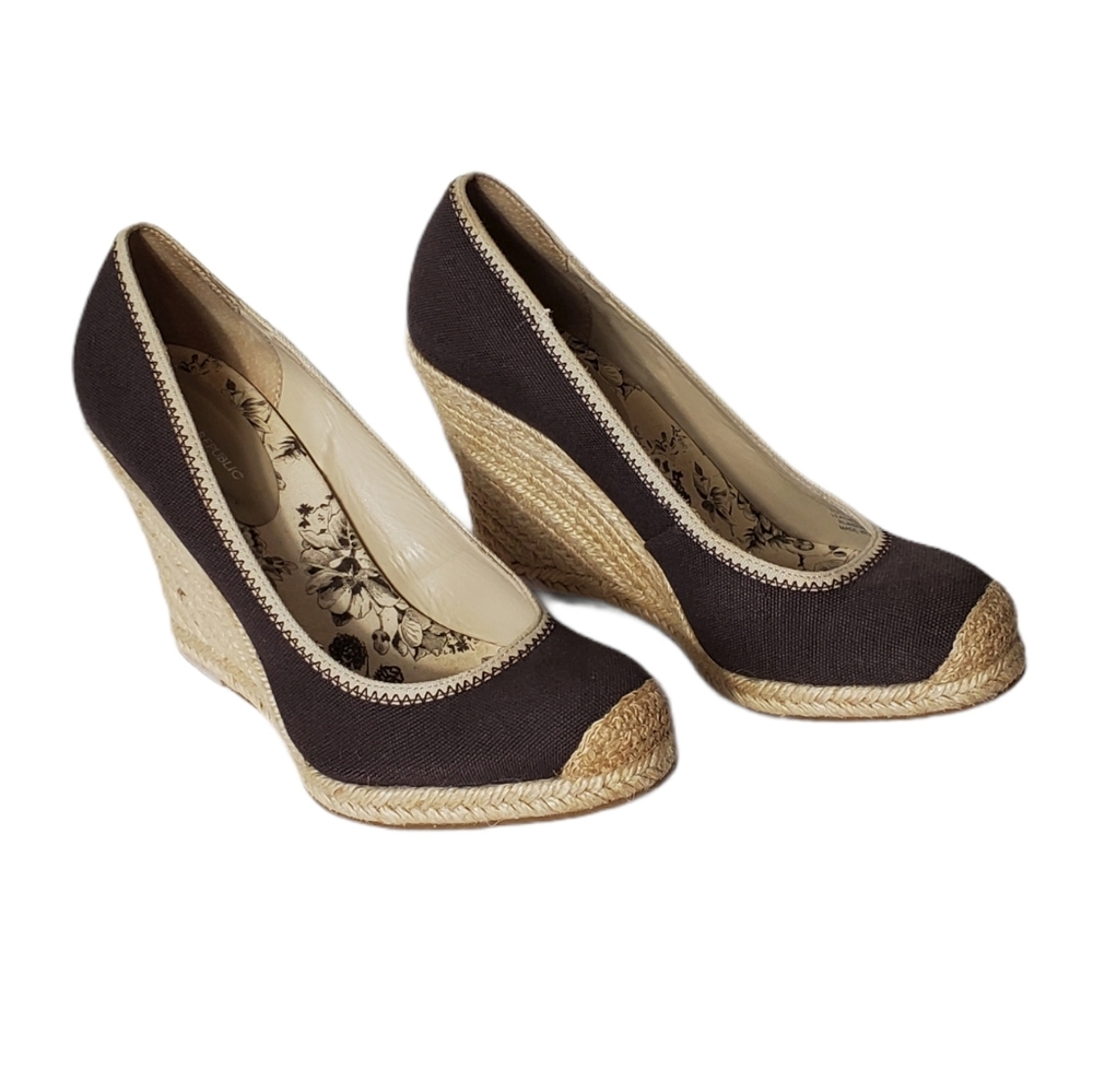 Banana Republic Brown Canvas Espadrille Wedge Heel
